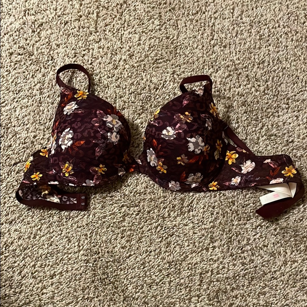 PINK Floral Lace Push Up